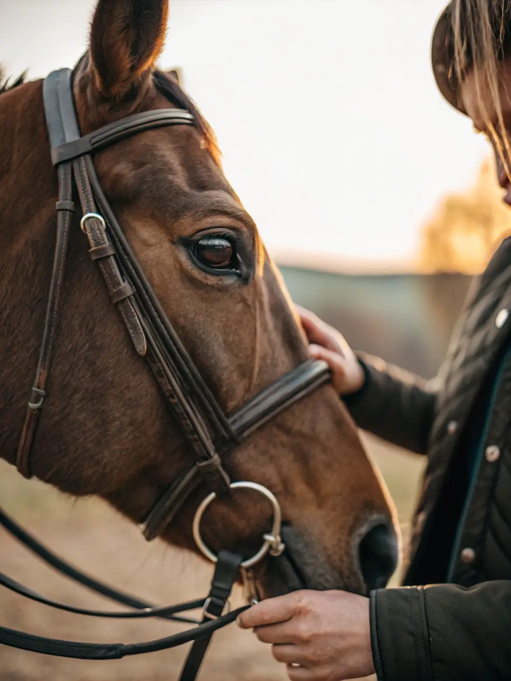 A close-up shot of a jockey on horseback, focused and determined, just before the start of a race, highlighting the intensity and skill involved in horse racing.